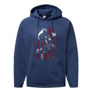 Patriotic Basketball 4th Of July Usa Flag Performance Fleece Hoodie