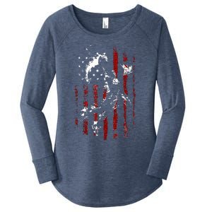 Patriotic Basketball 4th Of July Usa Flag Women's Perfect Tri Tunic Long Sleeve Shirt