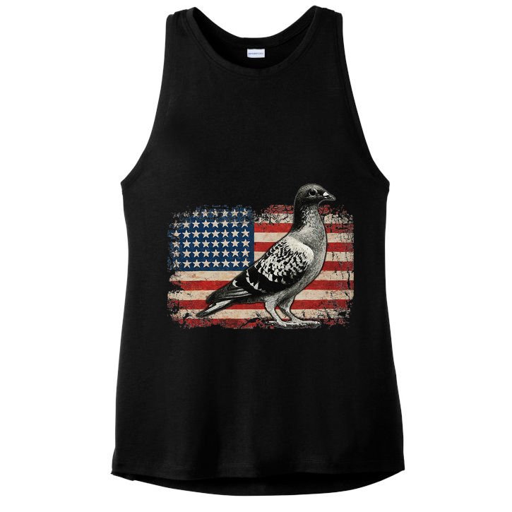 Pigeon Bird 4th of July USA Patriotic Gift pigeon USA flag Ladies PosiCharge Tri-Blend Wicking Tank