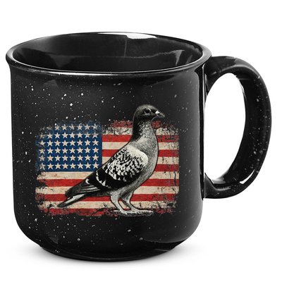 Pigeon Bird 4th of July USA Patriotic Gift pigeon USA flag 15oz Campfire Ceramic Mug