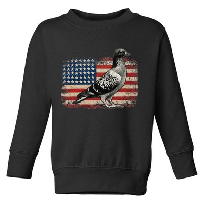 Pigeon Bird 4th of July USA Patriotic Gift pigeon USA flag Toddler Sweatshirt