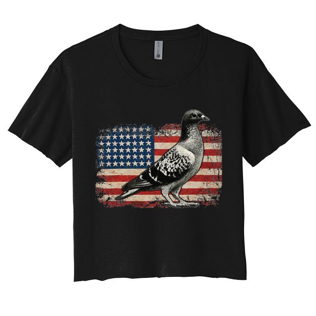 Pigeon Bird 4th of July USA Patriotic Gift pigeon USA flag Crop Top
