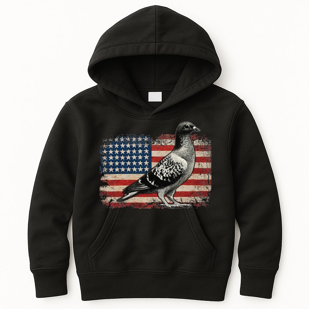 Pigeon Bird 4th of July USA Patriotic Gift pigeon USA flag Kids Hoodie