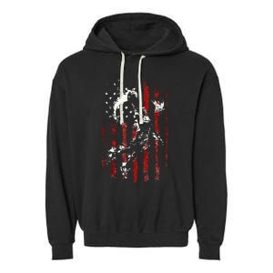 Patriotic Basketball 4th Of July Usa American Flag Garment-Dyed Fleece Hoodie