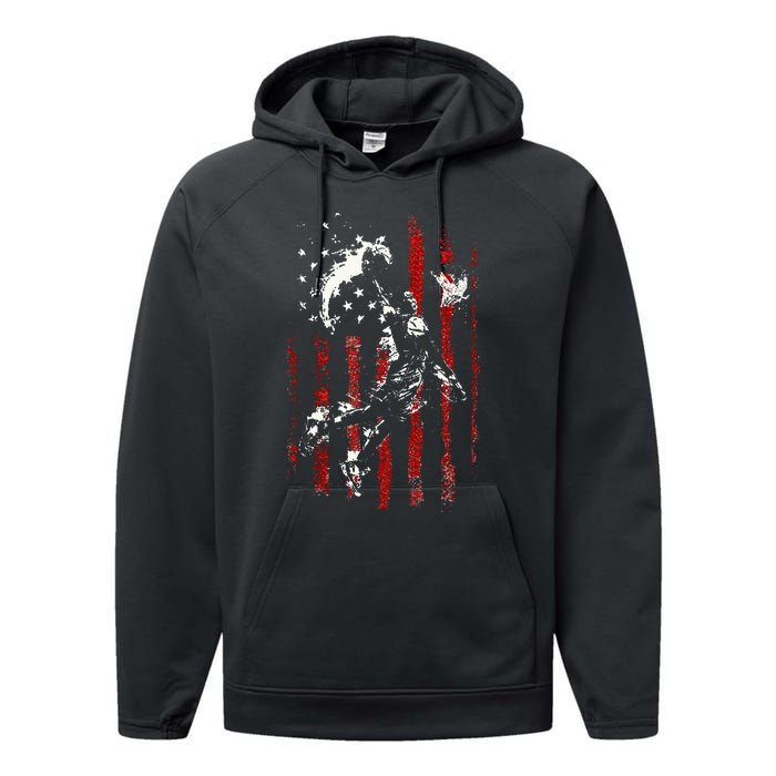 Patriotic Basketball 4th Of July Usa American Flag Performance Fleece Hoodie