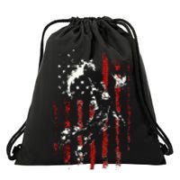 Patriotic Basketball 4th Of July Usa American Flag Drawstring Bag