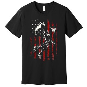 Patriotic Basketball 4th Of July Usa American Flag Premium T-Shirt