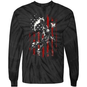 Patriotic Basketball 4th Of July Usa American Flag Tie-Dye Long Sleeve Shirt