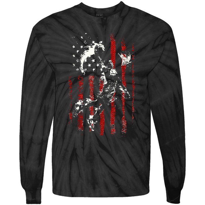 Patriotic Basketball 4th Of July Usa American Flag Tie-Dye Long Sleeve Shirt