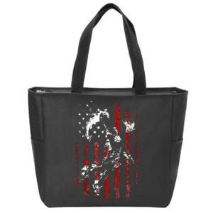 Patriotic Basketball 4th Of July Usa American Flag Zip Tote Bag