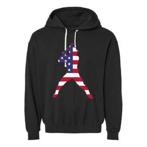 Patriotic Baseball 4th Of July USA American Flag Garment-Dyed Fleece Hoodie