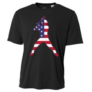 Patriotic Baseball 4th Of July USA American Flag Cooling Performance Crew T-Shirt