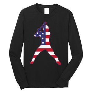 Patriotic Baseball 4th Of July USA American Flag Long Sleeve Shirt