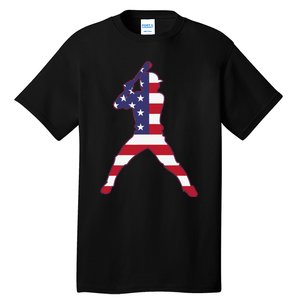 Patriotic Baseball 4th Of July USA American Flag Tall T-Shirt