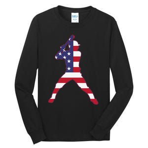 Patriotic Baseball 4th Of July USA American Flag Tall Long Sleeve T-Shirt