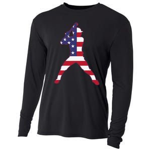 Patriotic Baseball 4th Of July USA American Flag Cooling Performance Long Sleeve Crew