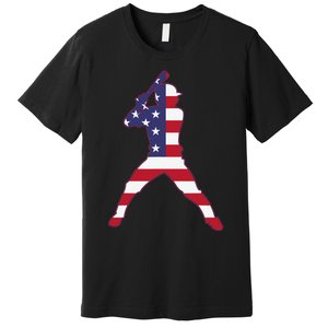 Patriotic Baseball 4th Of July USA American Flag Premium T-Shirt