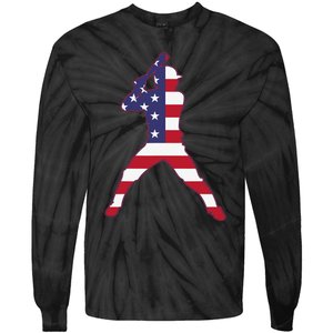 Patriotic Baseball 4th Of July USA American Flag Tie-Dye Long Sleeve Shirt