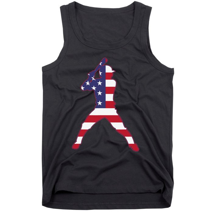 Patriotic Baseball 4th Of July USA American Flag Tank Top