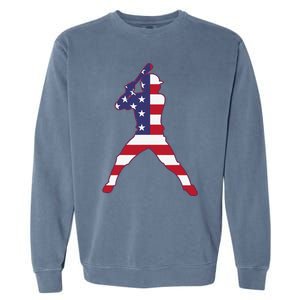 Patriotic Baseball 4th Of July USA American Flag Garment-Dyed Sweatshirt