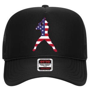 Patriotic Baseball 4th Of July USA American Flag High Crown Mesh Back Trucker Hat