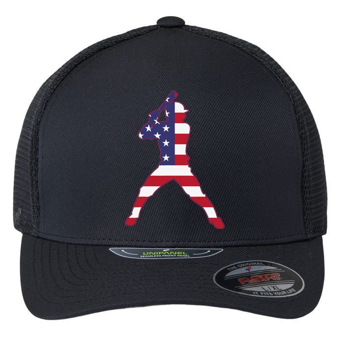 Patriotic Baseball 4th Of July USA American Flag Flexfit Unipanel Trucker Cap