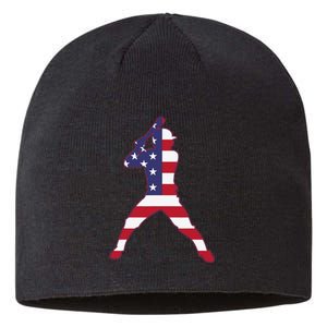 Patriotic Baseball 4th Of July USA American Flag Sustainable Beanie