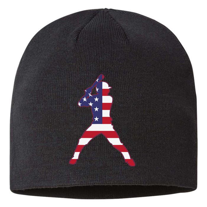 Patriotic Baseball 4th Of July USA American Flag Sustainable Beanie