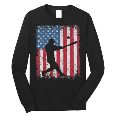 Patriotic Baseball 4th Of July Usa American Flag Long Sleeve Shirt