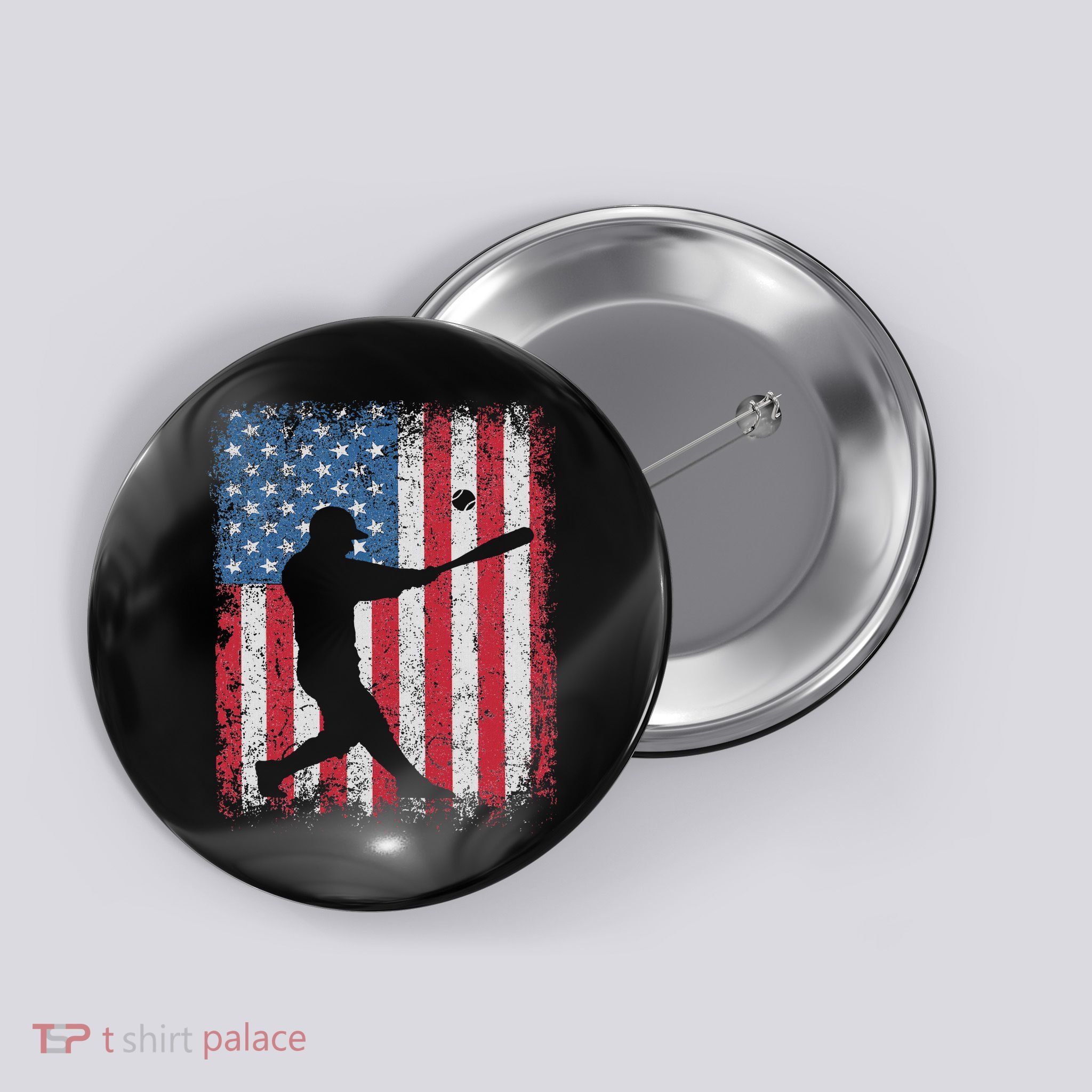 Patriotic Baseball 4th Of July Usa American Flag Button