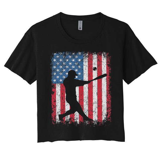 Patriotic Baseball 4th Of July Usa American Flag Crop Top