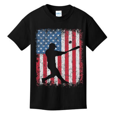 Patriotic Baseball 4th Of July Usa American Flag Kids T-Shirt