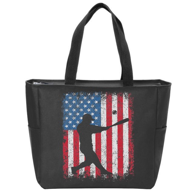 Patriotic Baseball 4th Of July Usa American Flag Zip Tote Bag
