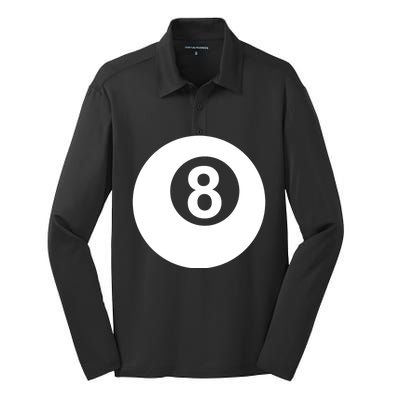 Pool Billiards 8 Ball Gift Silk Touch Performance Long Sleeve Polo