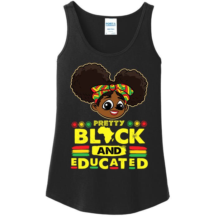 Pretty Black And Educated Black History Blm Melanin Girl Ladies Essential Tank