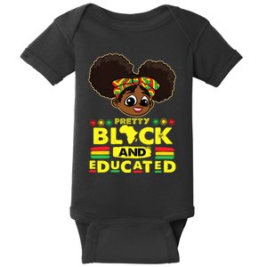 Pretty Black And Educated Black History Blm Melanin Girl Baby Bodysuit