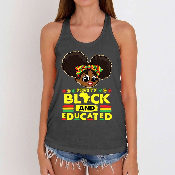 Pretty Black And Educated Black History Blm Melanin Girl Women's Knotted Racerback Tank