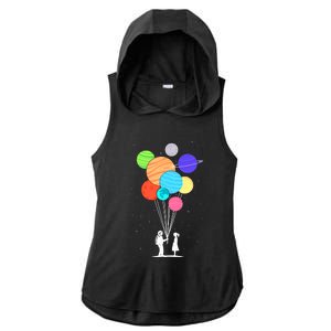 Planet Balloons Astronaut Graphic Design For Space Lovers Gift Ladies PosiCharge Tri-Blend Wicking Draft Hoodie Tank