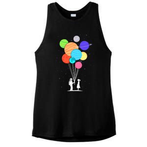 Planet Balloons Astronaut Graphic Design For Space Lovers Gift Ladies PosiCharge Tri-Blend Wicking Tank