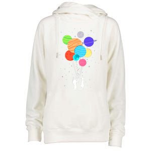 Planet Balloons Astronaut Graphic Design For Space Lovers Gift Womens Funnel Neck Pullover Hood