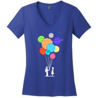 Planet Balloons Astronaut Graphic Design For Space Lovers Gift Women's V-Neck T-Shirt