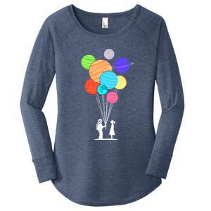 Planet Balloons Astronaut Graphic Design For Space Lovers Gift Women's Perfect Tri Tunic Long Sleeve Shirt