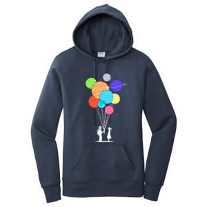 Planet Balloons Astronaut Graphic Design For Space Lovers Gift Women's Pullover Hoodie