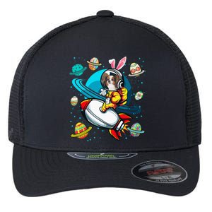 Papillon Bunny Astronaut In Space Planets Flexfit Unipanel Trucker Cap