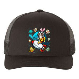 Papillon Bunny Astronaut In Space Planets Yupoong Adult 5-Panel Trucker Hat