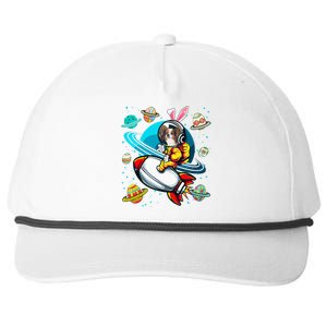 Papillon Bunny Astronaut In Space Planets Snapback Five-Panel Rope Hat