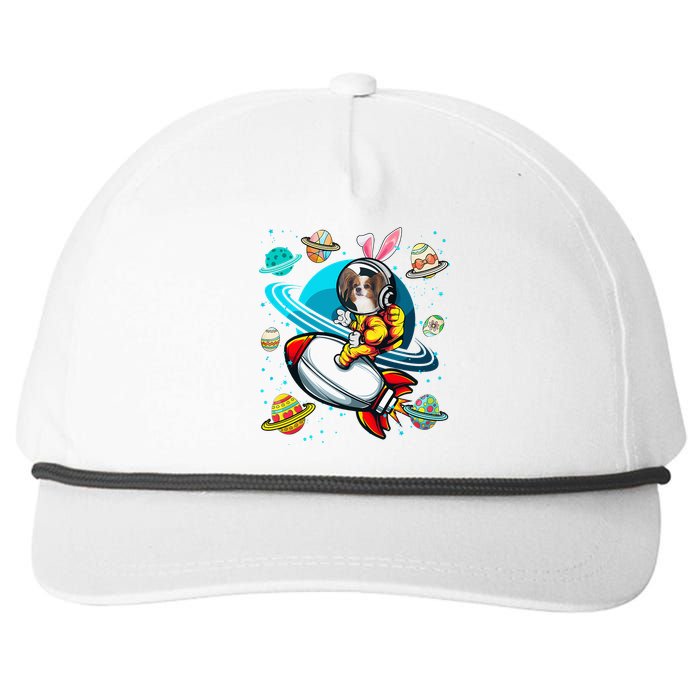 Papillon Bunny Astronaut In Space Planets Snapback Five-Panel Rope Hat