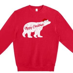 Polar Bear Animal Lover Xmas Santa Hat Polar Bear Christmas Premium Crewneck Sweatshirt