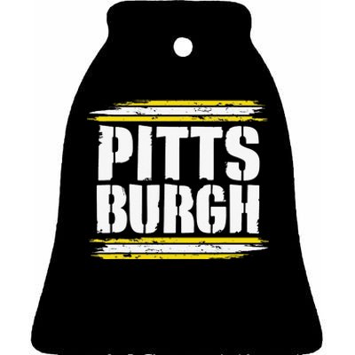 Pittsburgh Black and Yellow Pennsylvania Ceramic Bell Ornament