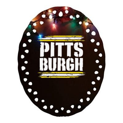 Pittsburgh Black and Yellow Pennsylvania Ceramic Oval Ornament